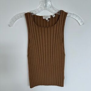 ALC Ribbed Sleeveless Cropped Tank Top in Tan Size XS Extra Small